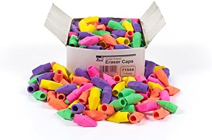 Charles Leonard Pencil Eraser Caps, Latex Free, Assorted Colors, 144/Box (71544) 3-Pack