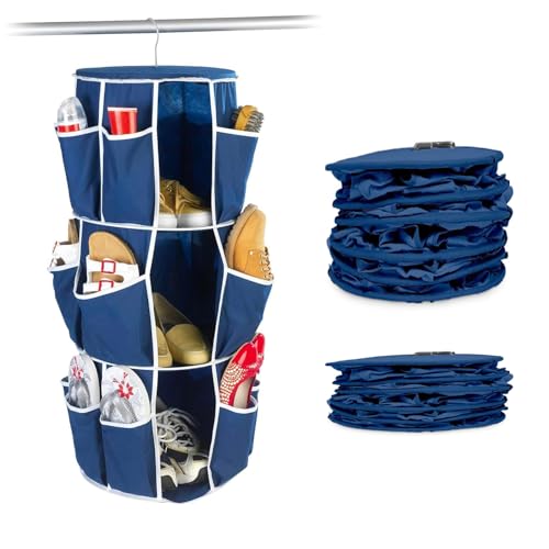 Avilia Porte-Chaussures Rond à Suspendre au Mur, 3 étagères, Gain de Place, réglables en Hauteur, Contient jusqu'à 16 Paires