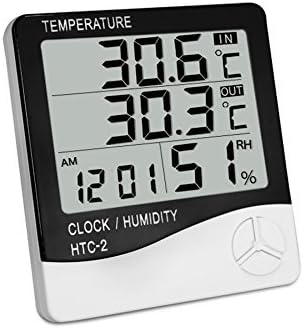 Temperature Humidity Monitor , Multifunctional LCD Screen Display Accuracy Thermometer Hygrometer for Indoor and Outdoor (HTC-2)