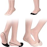 Pluzmecalm 4Pairs Toe Topper Socks, Ball of Foot Cushion Socks Ultra Low Cut Liner Sock with Sling No Show Half Sock for Heels