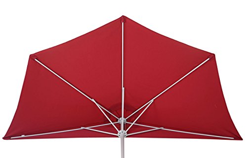 Mendler Sonnenschirm halbrund Parla, Halbschirm Balkonschirm, UV 50+ Polyester/Stahl 3kg - 270cm bordeaux mit Ständer – Bild 6