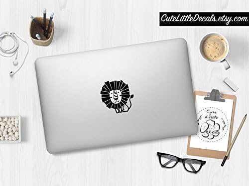 Cute Lion Decal - Happy Animal Decals - Macbook Decals - Laptop Stickers - Car Window Wall Decal - Made in USA - CuteLittleDecals