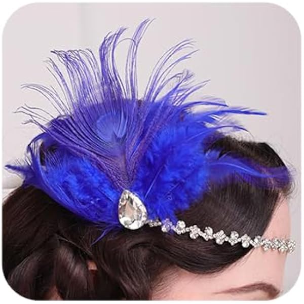 Amazon.com: Teyglen 1920s Headpiece Blue Feather Hair Clip 