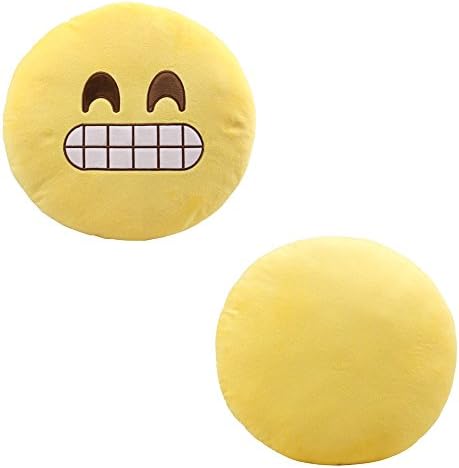 Jzjazz 32cm Emoji Smiley Emoticon Yellow Round Cushion Pillow Stuffed Plush Soft Toy
