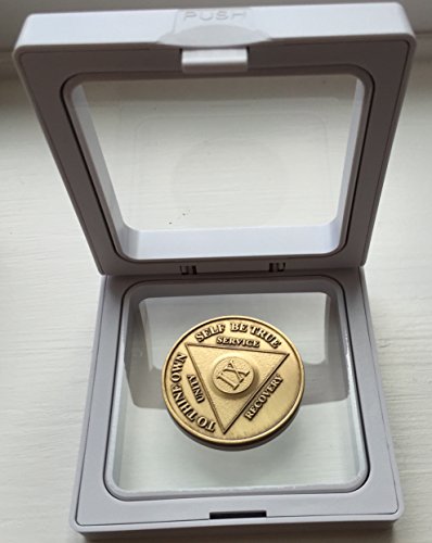 White Diamond Square AA Medallion Challenge Coin Chip Display Stand Holder Magic Suspension Box