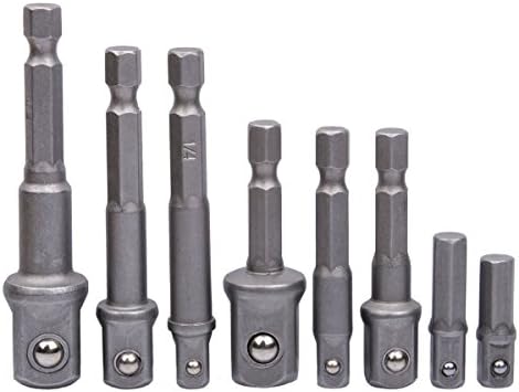 AUTIDEFY 8pcs Socket Adapter Impact Hex Shank Drill Bits Bar Set 1/4" 3/8" 1/2" Bits
