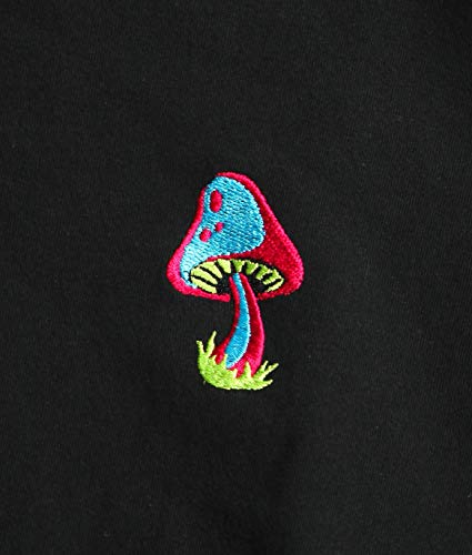 Riot Society Mushroom Embroidered Mens T-Shirt - Black, XX-Large