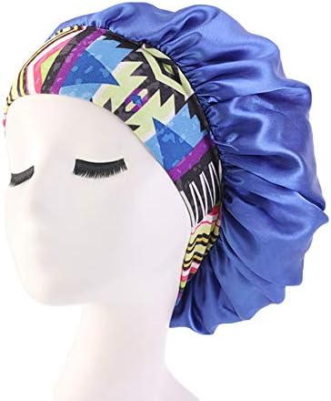 Sleeping Cap Salon Bonnet, Soft Silky Night Hat Head Cover Hair Loss Chemo Caps for Women Girls (blue)