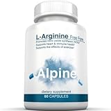 Alpine Nutrition L-Arginine 500mg Free Form - NOS Nitric Oxide Capsules - 60 Veggie Capsules