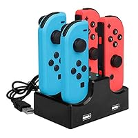 LINGLONGAN Charging Dock for NS Nintendo Switch Joy-Cons, Mini Portable Charging Station with 2 Silicone Stick Caps