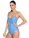 Ekouaer Womens One Piece Tummy Control Swimsuit V Neck Padded Monokini(S-XXL)