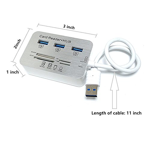 ERCRYSTO USB3.0 Card Reader and 3 Ports USB Hub, High Speed External
