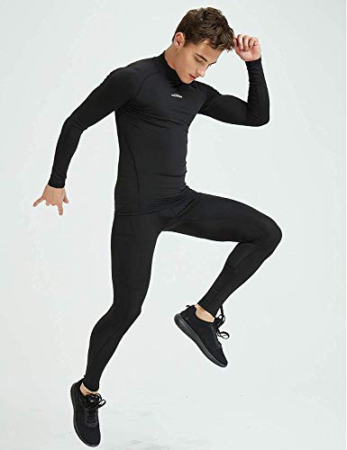 image for COOLOMG Men's Thermal Compression Base Layer Pants Fleece Lined Runnin