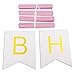 White Party decorations Happy Birthday Bunting 13 flags Banner,Set of 4 Pink Tissue Paper Pom Poms