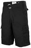 One Tough Brand Men's Cotton Twill Belted Cargo Shorts-Black-32