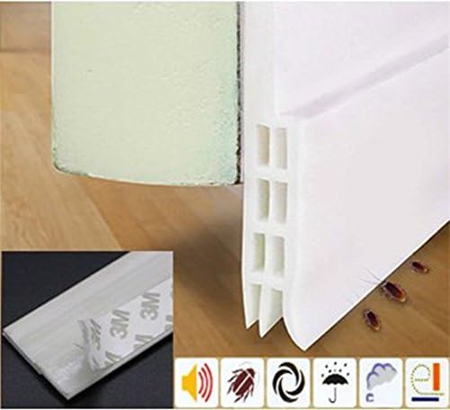 VesipaFly Door Seal, Under Door Sweep Self Adhesive Weather Stripping Weatherproof Door Bottom Strip Draft Stopper, Door Bugs Draught Excluder, 2" Width x 39" Length (White)