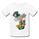 Youth Alice In Wonderland Mad Hatter Kids Boys And Girls T-Shirt - S White