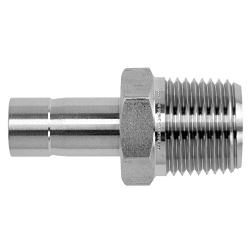 Brennan Industries N2428-08-04-SS Stainless Steel Straight Double-Ferrule Tube Fitting, 1/4" NPT Male Thread, 1/2" Standard Pipe x 1/2" Male NPT (Pack of 2)