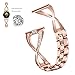 Stainless Steel Diamond Watchband 18mm Compatible with Garmin Vivoactive 4S Watch Band Strap Belt Feminine Cuff Jewelry Bracelet for Vivoactive 4S Smartwatch (Rosegold)