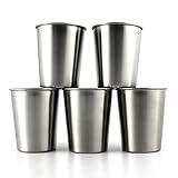 Stainless Steel Toddlers Kids Preschoolers Tumbler Cups (5-Pack) Brushed Finish,Compact Size for Children 6 Oz, Dishwasher Safe