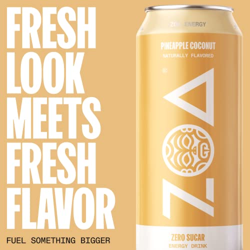 ZOA Zero Sugar Energy Drinks Healthy Energy Formula with Vitamins, Electrolytes, Antioxidants