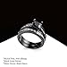 Herinos Black Square Cubic Zirconia Black Gold Copper Promise Engagement Stackable Rings Set for Women Size 5-9
