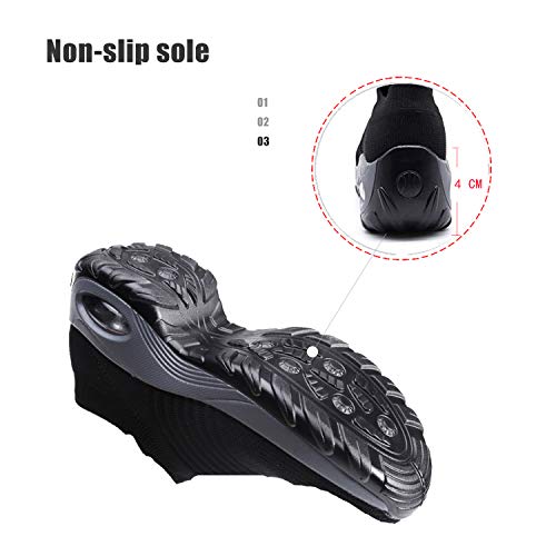 EXEBLUE Women Mesh Walking Shoes Slip on Breathable Fashion Sneakers Comfort Wedge Platform Loafers Black