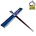 Top Grade Japanese Natural Wood Chopsticks, 1 Pair with Case, Reusable Classic Style, Value Gift Set(Blue)