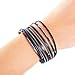 Black Multi-layer Leather Bracelet Magnetic Clasp Handmade Braided Chain Wrap Cuff Bangle Bracelet Jewelry for Women,Girl Gifts
