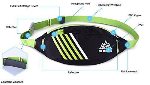 OrrinSports Exercise Waist Packs Storage Holder for Cell Phone, iPhone 7 6/6s Plus,Men,Women,Jogging,Gym Workouts, Walking,Hiking,Yoga Black