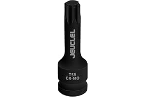 JEUCLEL T55 Torx Bit Socket, 1/2" Drive Torx Star 6 Point Impact Bit Socket, 3-Inch, Cr-Mo Steel, Screwdriver Adapter for Electric Ratchet Wrenches Fastening Screws Hand Repair