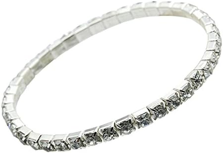 Pink Universe Elastic Stretchy 1-5 Row Full Crystal Bracelet Bangle Wedding Bridal Jewelry (single layer)