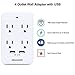 DEWENWILS 4 Plug Outlet Adapter Multi Plug Wall Outlet Extender Surge Protector with Dual USB Ports, Lightweight Extra Outlet Adapter for Home Office Travel, 1080 Joules, ETL Certified - White
