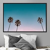 Framed Canvas Wall Art Palm Tree Colorful Cool Group Multicolor Photography Places Realism - 16x24 inches