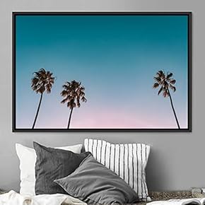 signwin Framed Canvas Wall Art Palm Tree Colorful...