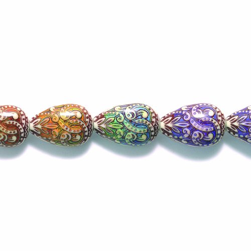 Shipwreck Beads Mirage Polymer Color Change Fancy Flame Oval Mood Beads, 15 by 23mm, 3-pack