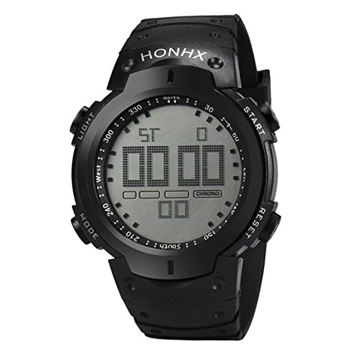 Fashion Waterproof Men's Boy LCD Digital Stopwatch Date Rubber Sport Wrist Watch (Black) - Thumbnail 4