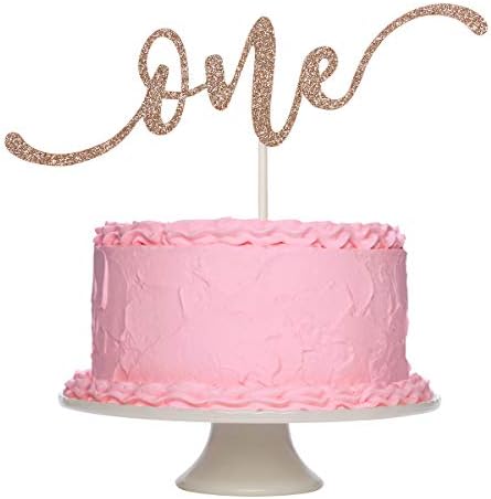 ローズゴールド キラキラ光るケーキトッパー 1歳の誕生日パーティーデコレーション 子供の誕生
