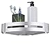 BESy Shower Corner Caddy Bathroom Shower Corner Shelf with Two Hooks, Self Adhesive with Glue or Wall Mount with Screws,Heavy Duty Aluminum 1 tier Storage Shelves Triangle Baskets,Dull Polished Silver