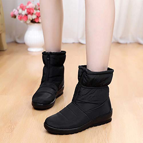 Teresamoon Women's Ladies Winter Waterproof Short Snow Boots Footwear Warm Shoes (Black/38)