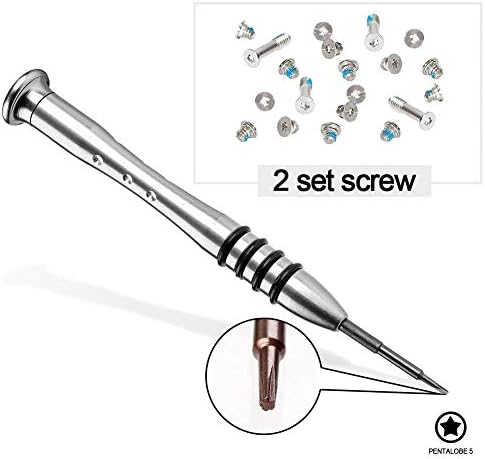 QNINE 2 Sets Replacement Screws with Screwdriver for MacBook Air 13 inch A1369 A1466 2010-2017, Unibody Bottom Case Cover P5 Pentalobe Repair Replacement Tool Kit Notebook Laptop PC Computer Screw