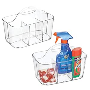 mDesign Juego de 2 cestas organizadoras con asa para productos de