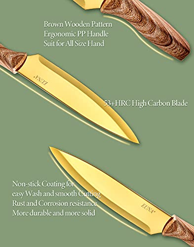 EUNA 5 PCS Küchenmessersets Professionelle scharfe Kochmessersets mit Bezug und Geschenkbox Langlebiges Kochset Set aus Küchenmessern aus Kohlenstoffstahl (gelb)