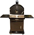 Pacific Living Outdoor Large Capacity Gas Oven with Pizza Stone, Smoker Box and Mobile Cart, Black Powder Coat