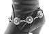 TFJ Women Boot Bracelet Western Fashion Metal Chain Turquoise Blue Flowers Shoe Charm Silver