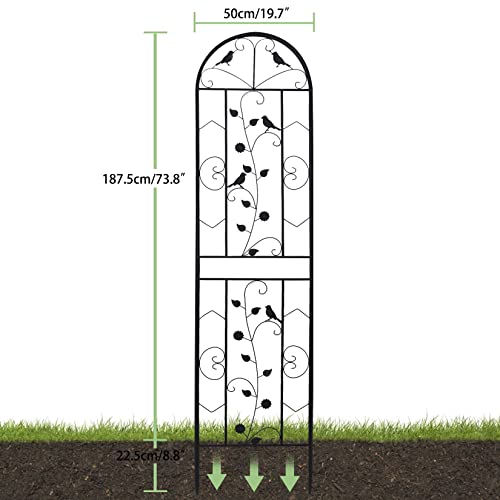 medla Metal Garden Trellis Panels: 2 Pack 187.5 cm Tall Plant Climbing Fencing Screening Barrier Outdoor Lawn Edging Border for Climbing Plants Potted Vines Vegetables Flowers Backyard Patio