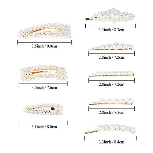 Onlyesh Pearl Hair Clip for Women Hair Pins for Girls Hair Decorative Silver Pearl Alligator Clips Gold Fashion Styles (8pcs)