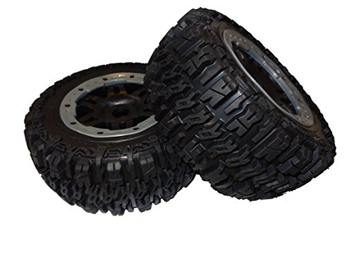 King Motor Rear T1000 GT Pioneer Knobby Tires & Wheels - Fit HPI Baja 5T & 5SC LOSI T