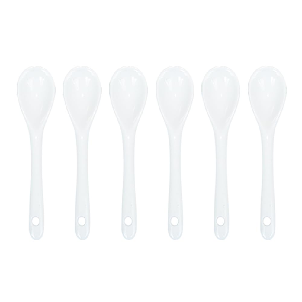 Pirhosigma 6 pcs White Porcelain Egg Spoons Ceramic Spoons 4.7 inch/12cm Length 2.7cm Width Coffee Spoon Dessert Yogurt Tea Milky Tea