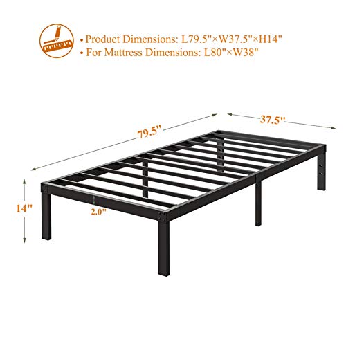 Reinforced Bed Frame Twin XL, ZIYOO Metal Platform Bed Frame Twin XL